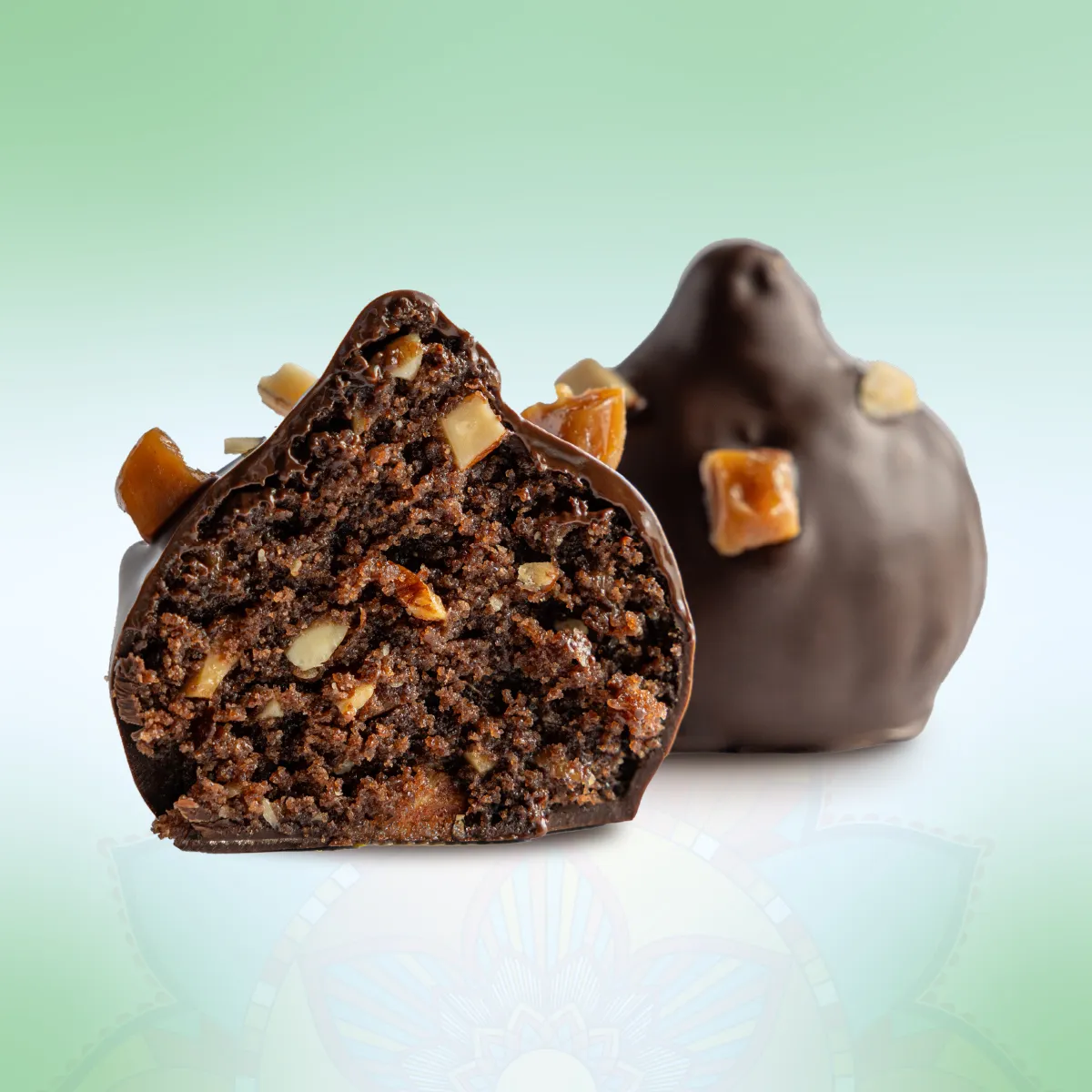 Caramel almond dark chocolate modak